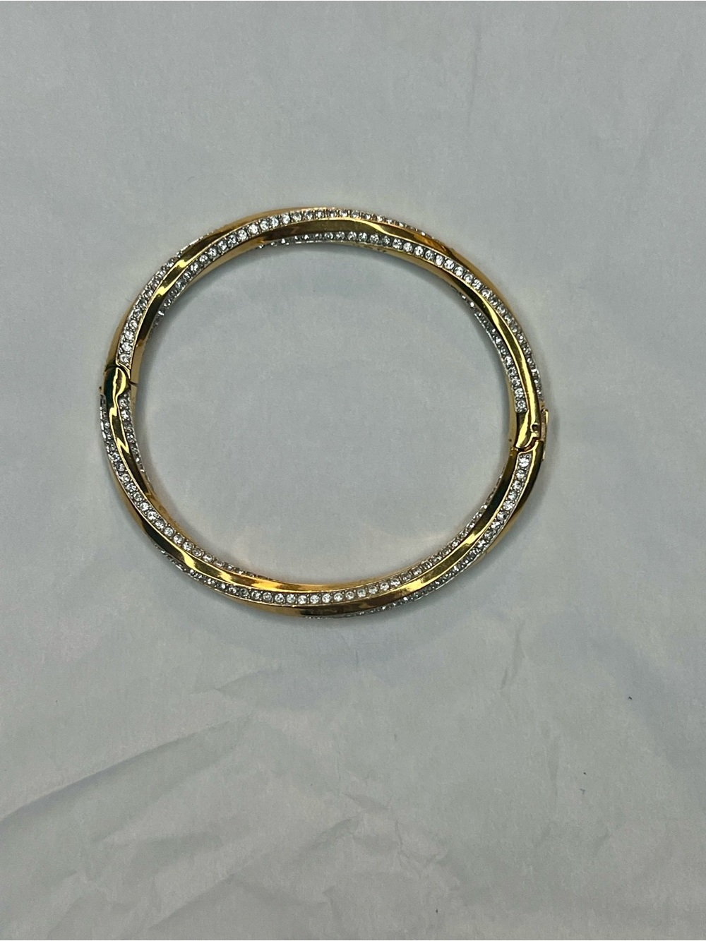 Swarovski Twist Rose Gold Tone Crystal- Pave  Bangle  Bracelet for 6“ wrist
